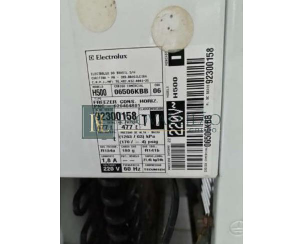 Foto de 01  Freezer horizontal, marca Electrolux, capacidade de 477 L